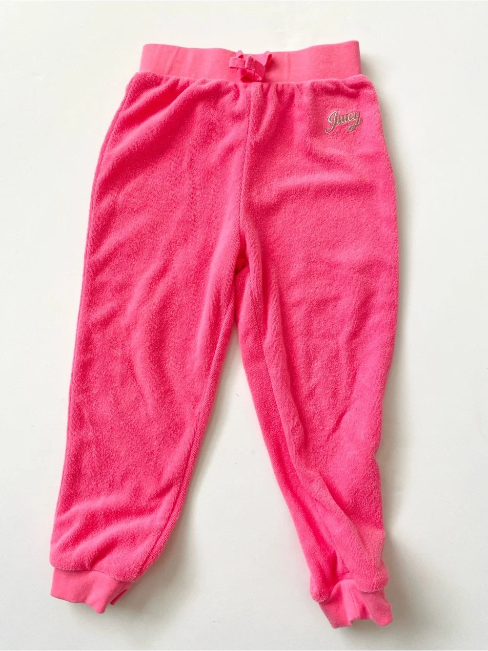 Juicy Couture Girls Hot Pink Fleece Hoodie Set 3T Zip Front Jacket Pull on Pants